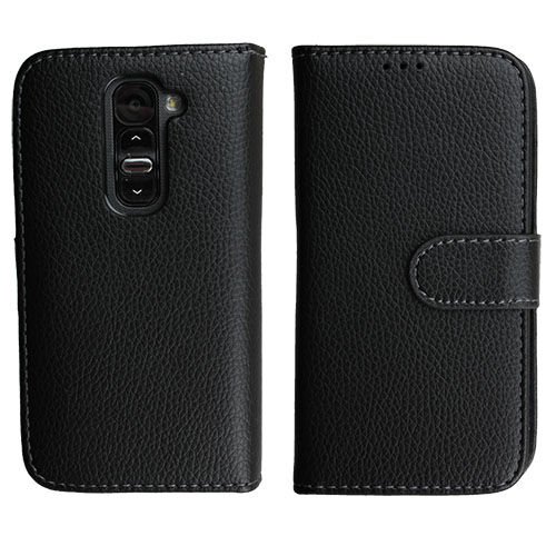 G2 Mini ile Uyumlu Yan Model Kartlıklı Deri Kılıf Siyah Renk