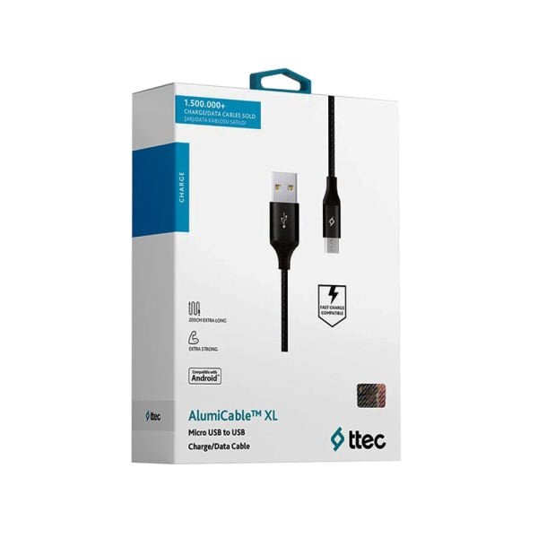 Ttec AlumiCable XL Micro USB Kablo Siyah 2M 2DK21S