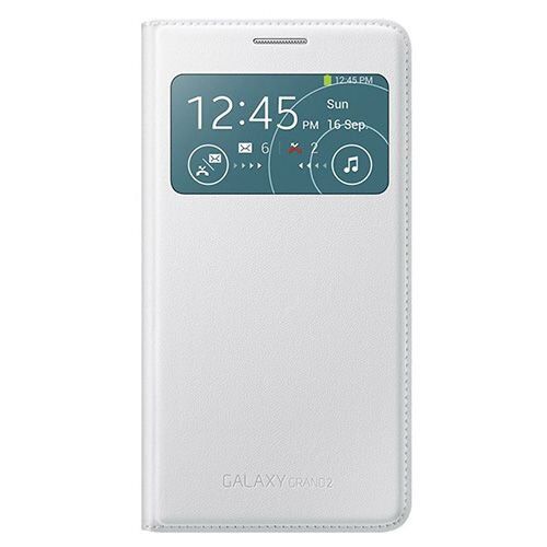 Galaxy Grand 2 G7100 ile Uyumlu S View Cover Kılıf -Beyaz EF-CG710BWEGWW