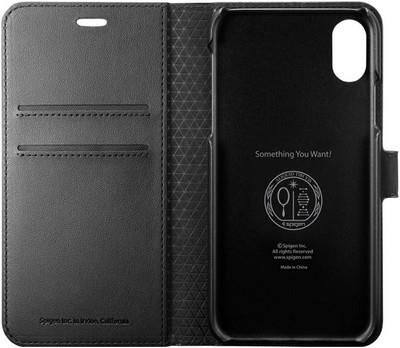 Spigen iPhone XS/X ile Uyumlu Kılıf Wallet S Cüzdan Black