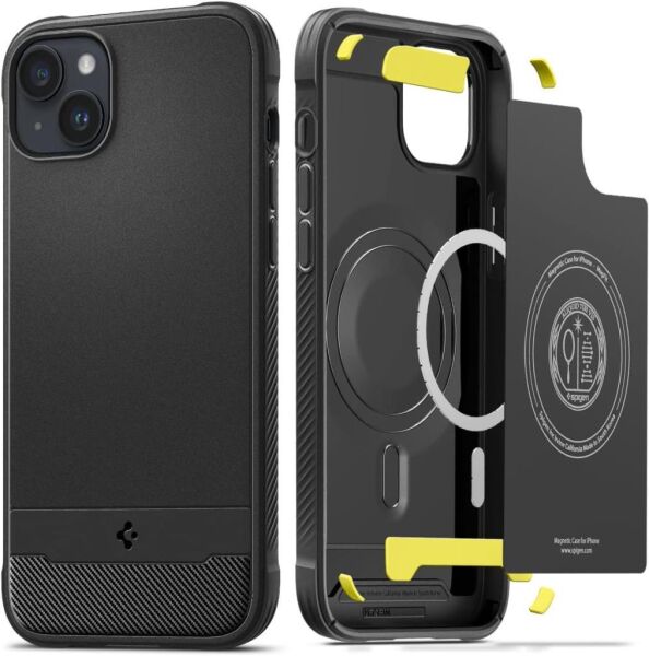 Spigen iPhone 14 Plus ile Uyumlu Kılıf Rugged Armor Mag (MagSafe Uyumlu) Matte Black