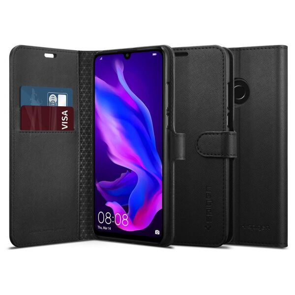 Spigen P30 Lite / Nova 4e ile Uyumlu Kılıf Wallet S Black
