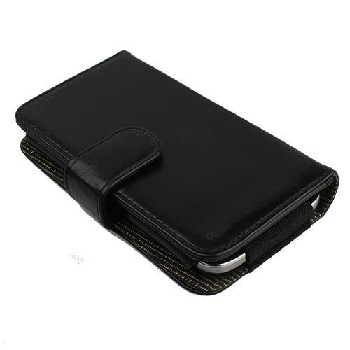 Xperia T LT30p ile Uyumlu Yan Kapaklı Cüzdanlı Kart Bölmeli Deri Kılıf Siyah Renk