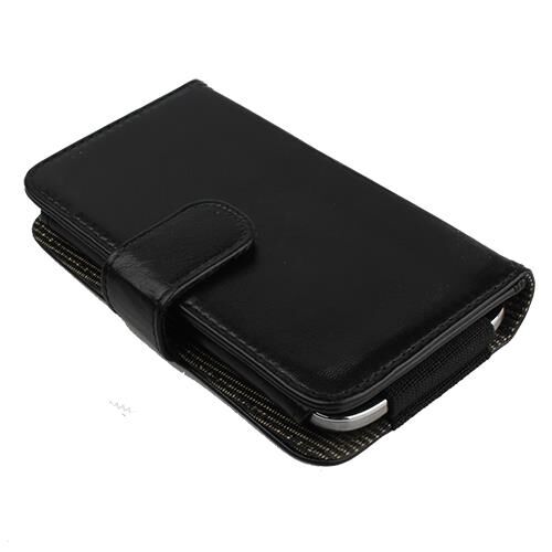 Xperia T LT30p ile Uyumlu Yan Kapaklı Cüzdanlı Kart Bölmeli Deri Kılıf Siyah Renk