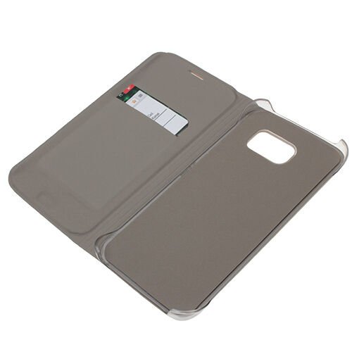 Galaxy S6 Edge ile Uyumlu Flip Wallet (Suni Deri) Altın