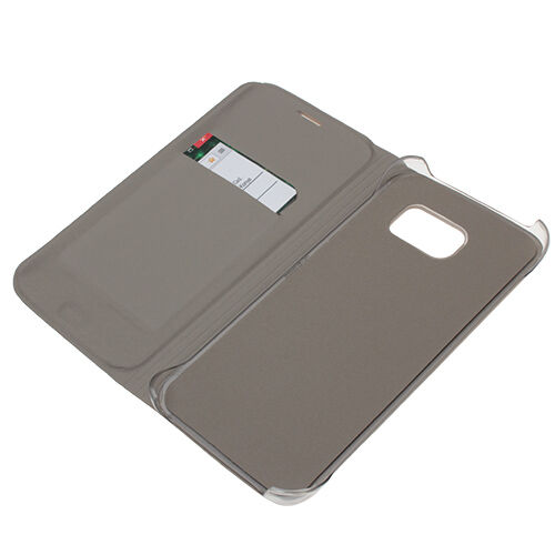 Galaxy S6 Edge ile Uyumlu Flip Wallet (Suni Deri) Altın