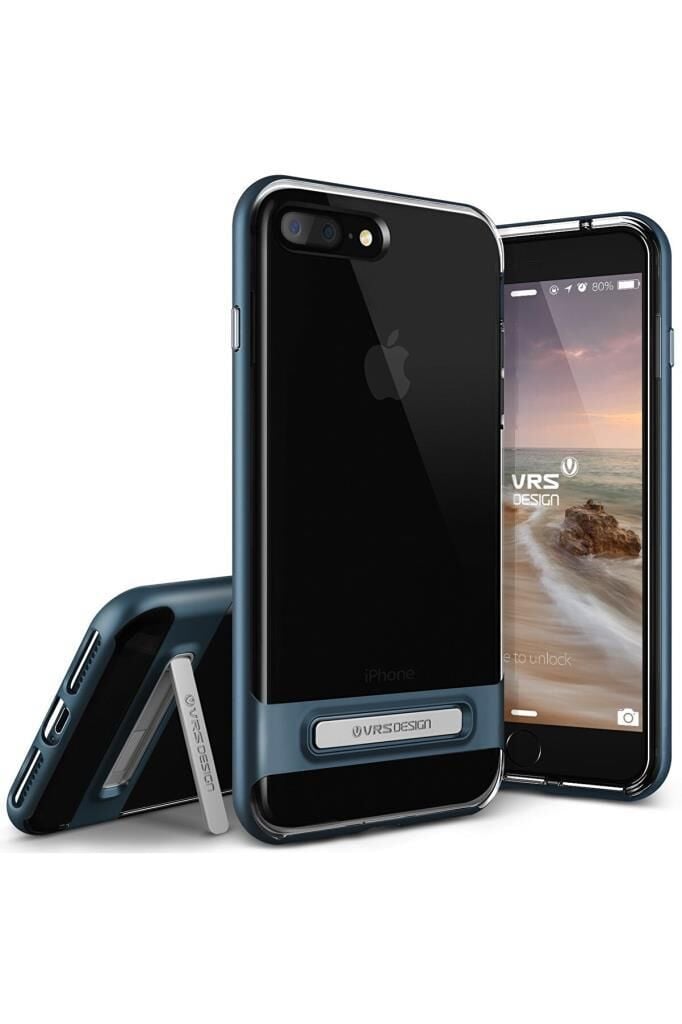 VRS Design iPhone 8 Plus / 7 Plus ile Uyumlu Crystal Bumper Kılıf Steel Blue