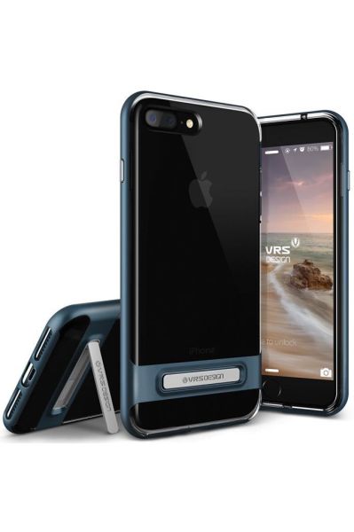 VRS Design iPhone 8 Plus / 7 Plus ile Uyumlu Crystal Bumper Kılıf Steel Blue
