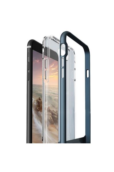 VRS Design iPhone 8 Plus / 7 Plus ile Uyumlu Crystal Bumper Kılıf Steel Blue