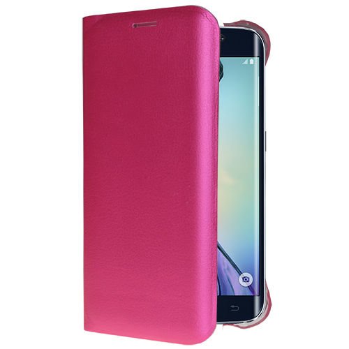 Galaxy S6 Edge ile Uyumlu Flip Wallet (Suni Deri) Pembe