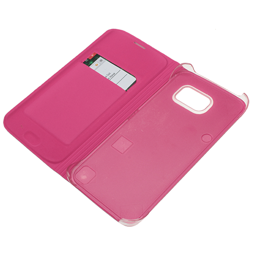 Galaxy S6 Edge ile Uyumlu Flip Wallet (Suni Deri) Pembe