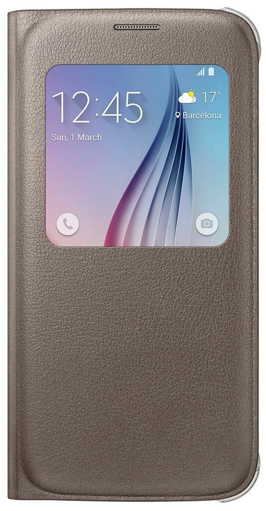 Galaxy S6 ile Uyumlu S View Cover (Deri Görünümlü) Altın EF-CG920PFEGWW (Out)