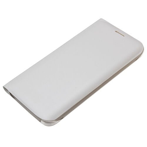 Galaxy S6 Edge ile Uyumlu Flip Wallet (Suni Deri) Beyaz