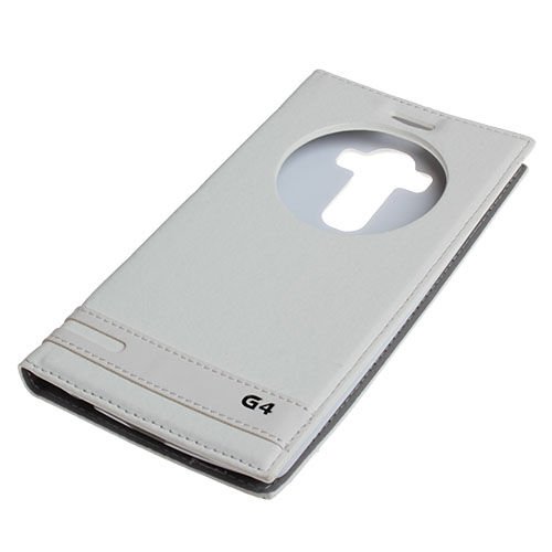 G4 ile Uyumlu Kılıf Pencereli Safir Serisi Kapaklı Beyaz