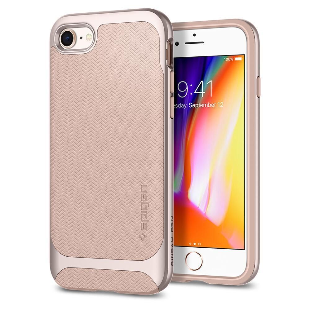 Spigen iPhone 7/8 ile Uyumlu Kılıf Neo Hybrid Herringbone Serisi Pale Dogwood