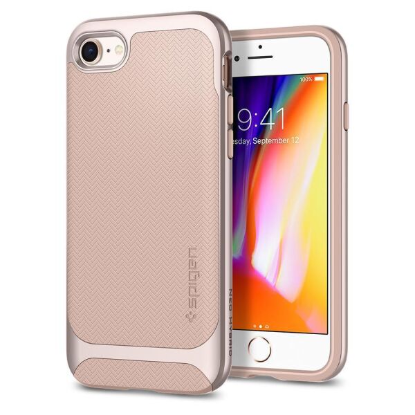 Spigen iPhone 7/8 ile Uyumlu Kılıf Neo Hybrid Herringbone Serisi Pale Dogwood