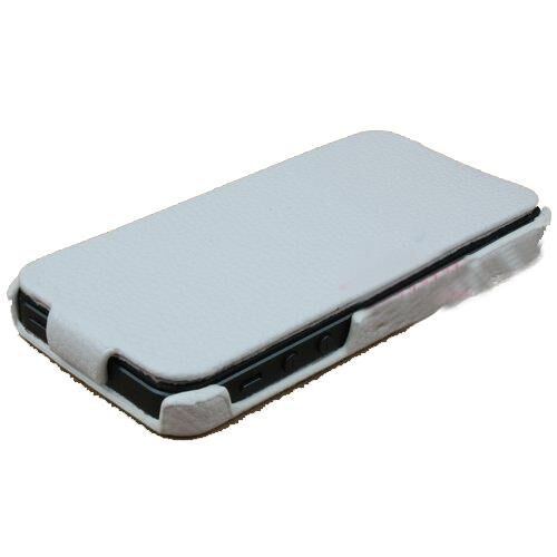 iPhone SE/5S/5 ile Uyumlu Deri Kılıf Dik Mıknatıssız Model Beyaz Renk