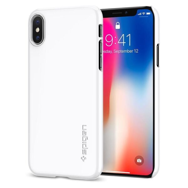 Spigen iPhone X ile Uyumlu Kılıf Thin Fit Ultra İnce White