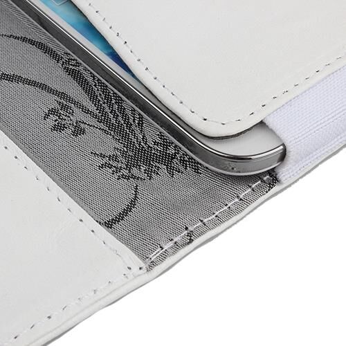 Lumia 525 ile Uyumlu Yan Kapaklı Cüzdanlı Kart Bölmeli Deri Kılıf Beyaz Renk