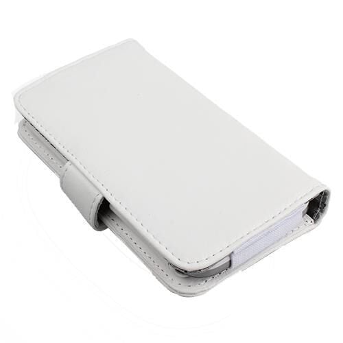 Lumia 525 ile Uyumlu Yan Kapaklı Cüzdanlı Kart Bölmeli Deri Kılıf Beyaz Renk