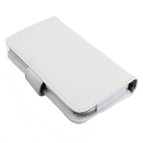 Lumia 525 ile Uyumlu Yan Kapaklı Cüzdanlı Kart Bölmeli Deri Kılıf Beyaz Renk