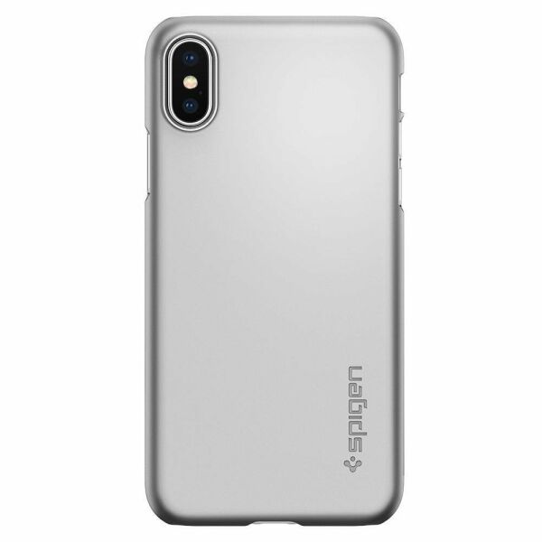 Spigen iPhone X ile Uyumlu Kılıf Thin Fit Ultra İnce Satin Silver