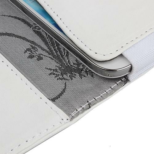 Galaxy S3 i9300 ile Uyumlu Yan Kapaklı Cüzdanlı Kart Bölmeli Deri Kılıf Beyaz Renk