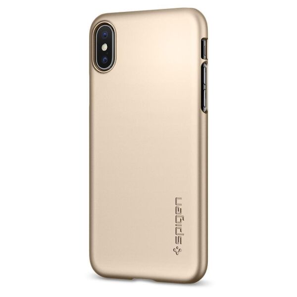 Spigen iPhone X ile Uyumlu Kılıf Thin Fit Ultra İnce Champagne Gold