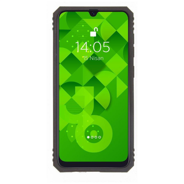 Galaxy A50 ile Uyumlu Yüzüklü Standlı Zırhlı Silikon Kılıf Siyah