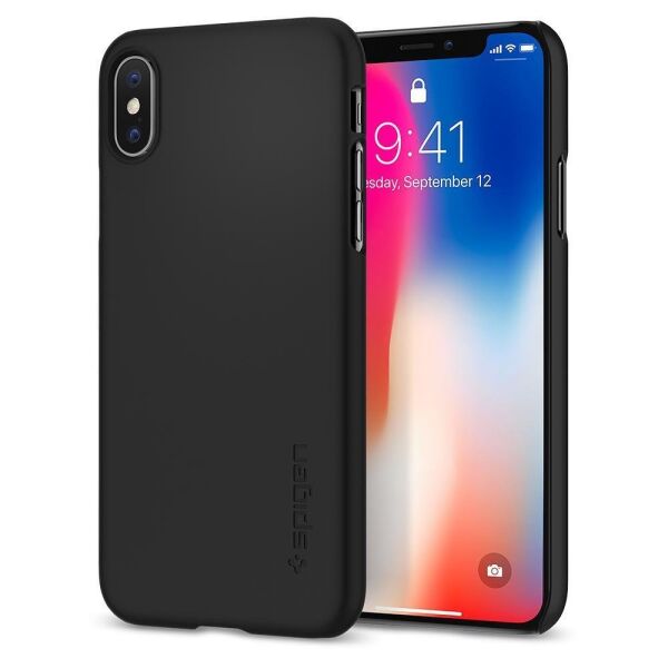 Spigen iPhone X ile Uyumlu Kılıf Thin Fit Ultra İnce Black