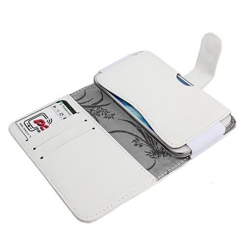 Optimus G E975 ile Uyumlu Yan Kapaklı Cüzdanlı Kart Bölmeli Deri Kılıf Beyaz Renk