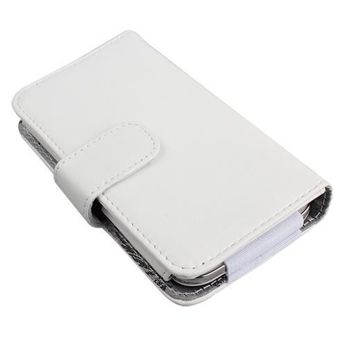 Optimus G E975 ile Uyumlu Yan Kapaklı Cüzdanlı Kart Bölmeli Deri Kılıf Beyaz Renk