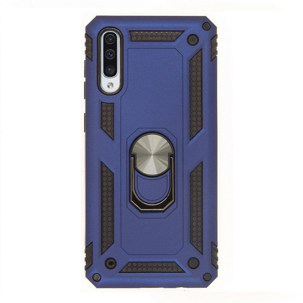 Jopus Galaxy A50 ile Uyumlu Yüzüklü Standlı Zırhlı Silikon Kılıf Lacivert