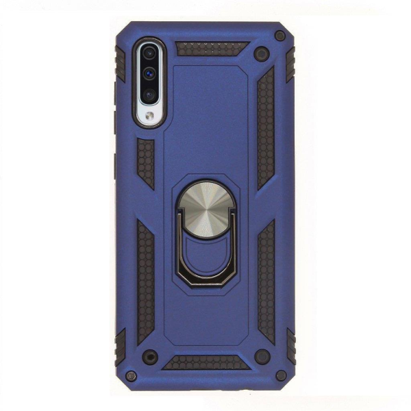 Jopus Galaxy A50 ile Uyumlu Yüzüklü Standlı Zırhlı Silikon Kılıf Lacivert