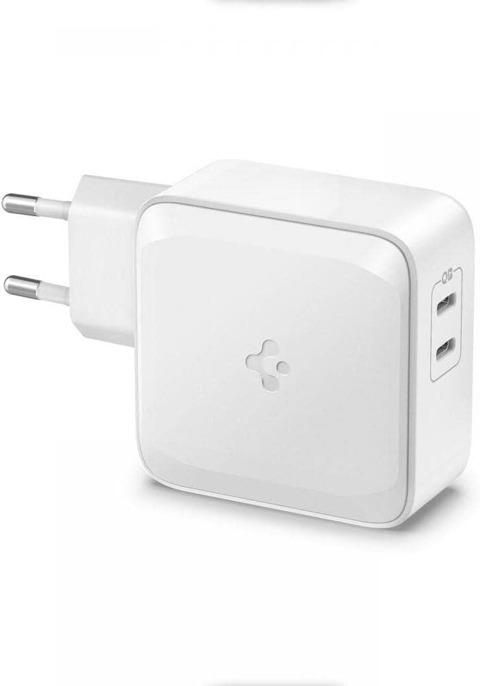 Spigen 65W USB-C Güç Adaptörü 2 Port GaN (Akım Korumalı) 25W/40W/60W Type-C Hızlı iPhone & Android & iPad & Macbook Şarj Cihazı ArcStation Pro PE2007 White