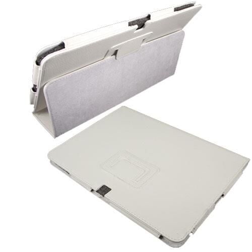 Iconia Tab A700 ile Uyumlu Standlı Deri Kılıf Beyaz Renk