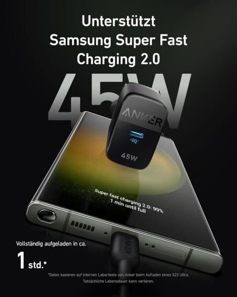 Anker 313 Şarj Cihazı 45W A2643 Siyah