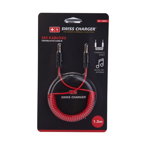 Swiss Charger Spiral Aux Kablosu SCC-10009 1.5m