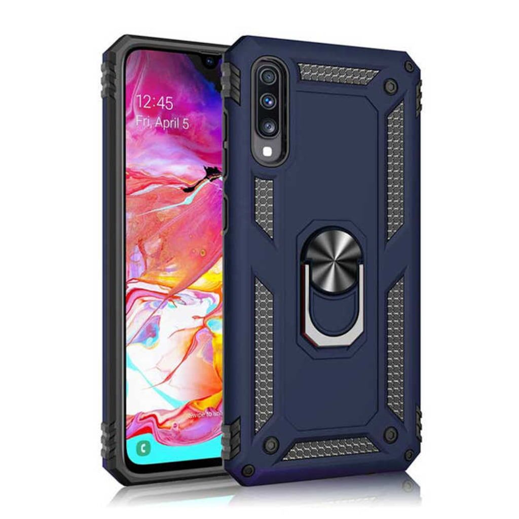 Galaxy A50s ile Uyumlu Standlı Zırh Kılıf Lacivert