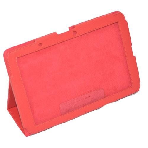 Iconia Tab A700 ile Uyumlu Standlı Deri Kılıf Kırmızı Renk