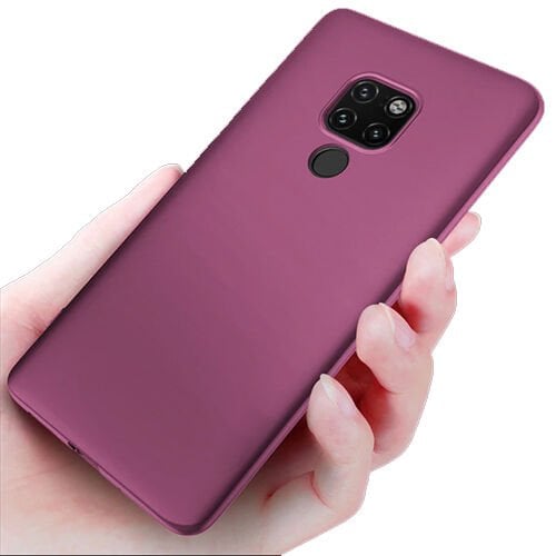 Mate 20 X ile Uyumlu Soft Silikon Kılıf Mürdüm