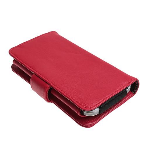 Lumia 820 ile Uyumlu Yan Kapaklı Cüzdanlı Kart Bölmeli Deri Kılıf Kırmızı Renk