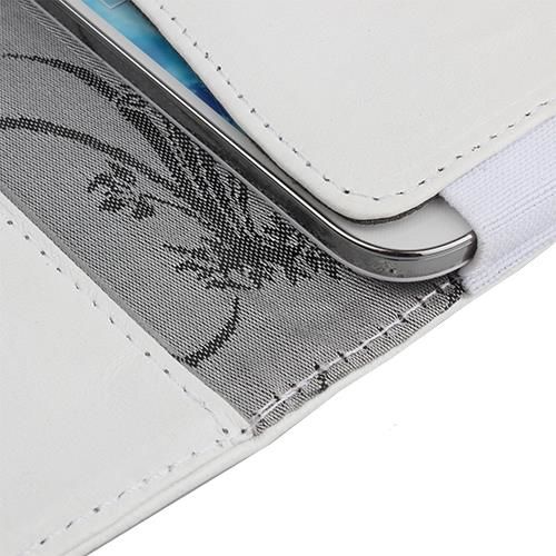 Lumia 820 ile Uyumlu Yan Kapaklı Cüzdanlı Kart Bölmeli Deri Kılıf Beyaz Renk