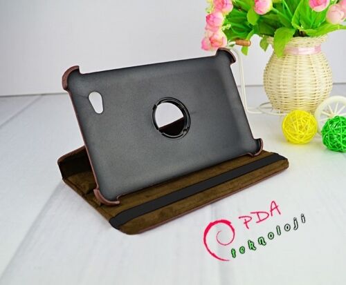 Galaxy Tab 2 7.0 P3100 ile Uyumlu 360 Derece Dönebilen Deri Kılıf Kahverengi Renk