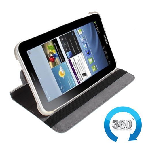 Galaxy Tab 2 7.0 P3100 ile Uyumlu 360 Derece Dönebilen Deri Kılıf Beyaz Renk