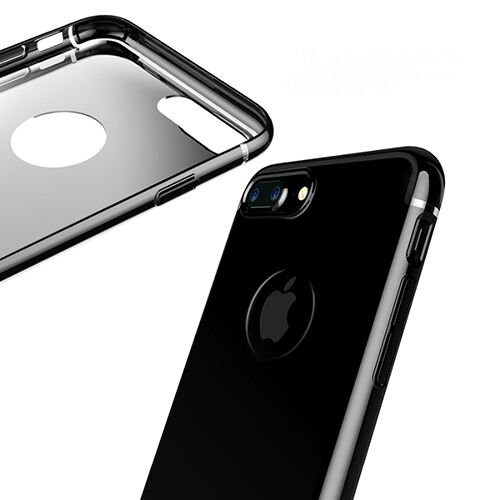 Baseus Glitter iPhone 7 Plus / 8 Plus ile Uyumlu Sert Kılıf Jet Black VVIAPIPH7P-DVVL1