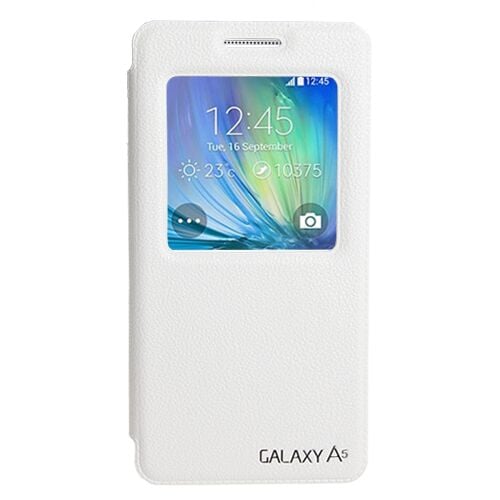 Galaxy A5 2015 ile Uyumlu Kılıf Yan Model Vantuzlu Pencereli Beyaz