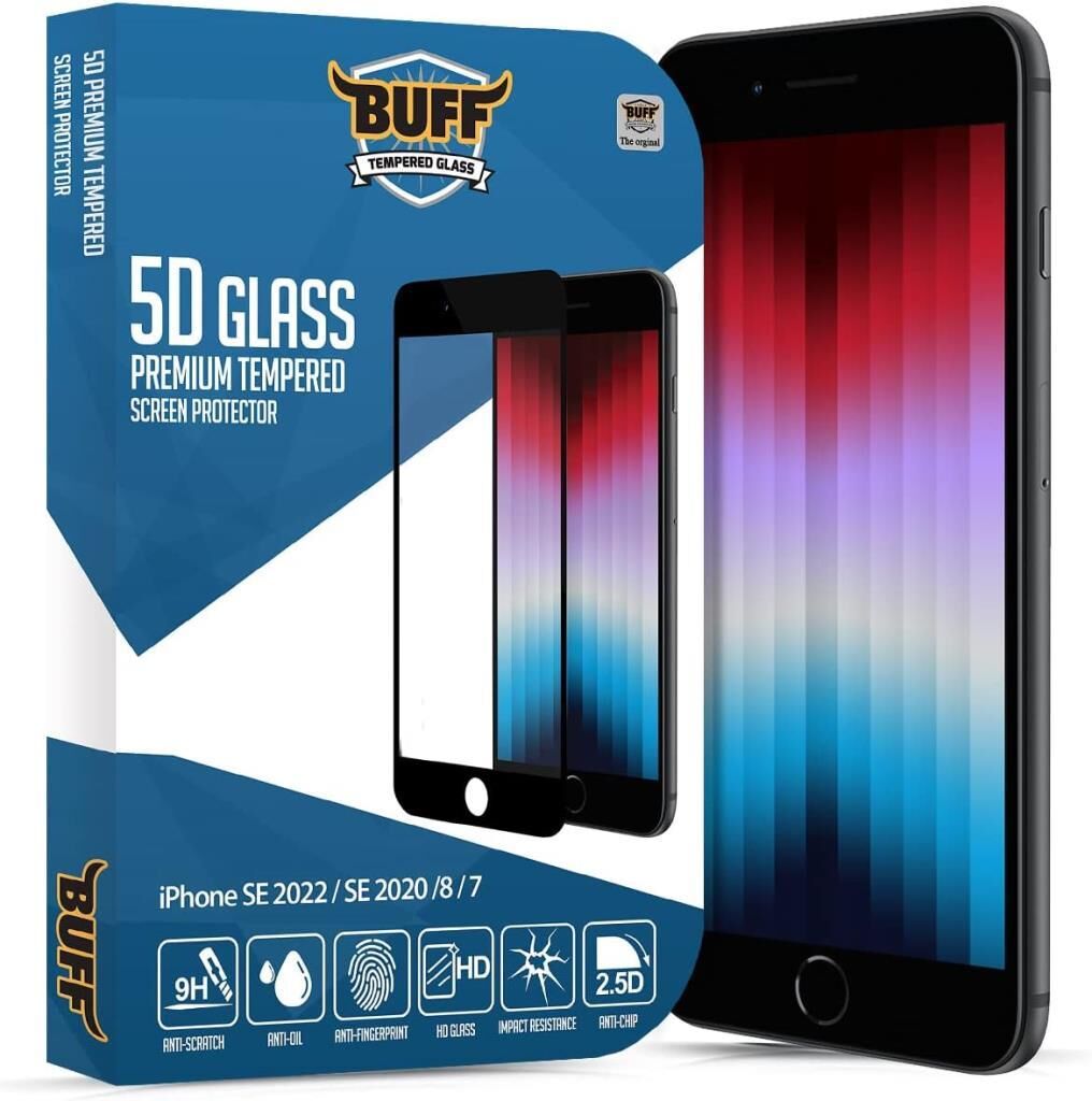 Buff iPhone Se 2020 / 8/7 5D ile Uyumlu Glass Ekran Koruyucu Black