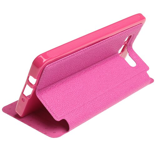 Galaxy A5 2015 ile Uyumlu Kılıf Yan Model Vantuzlu Pencereli Pembe
