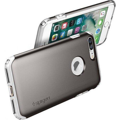 Spigen iPhone 7 Plus ile Uyumlu Kılıf Hybrid Armor Gun Metal